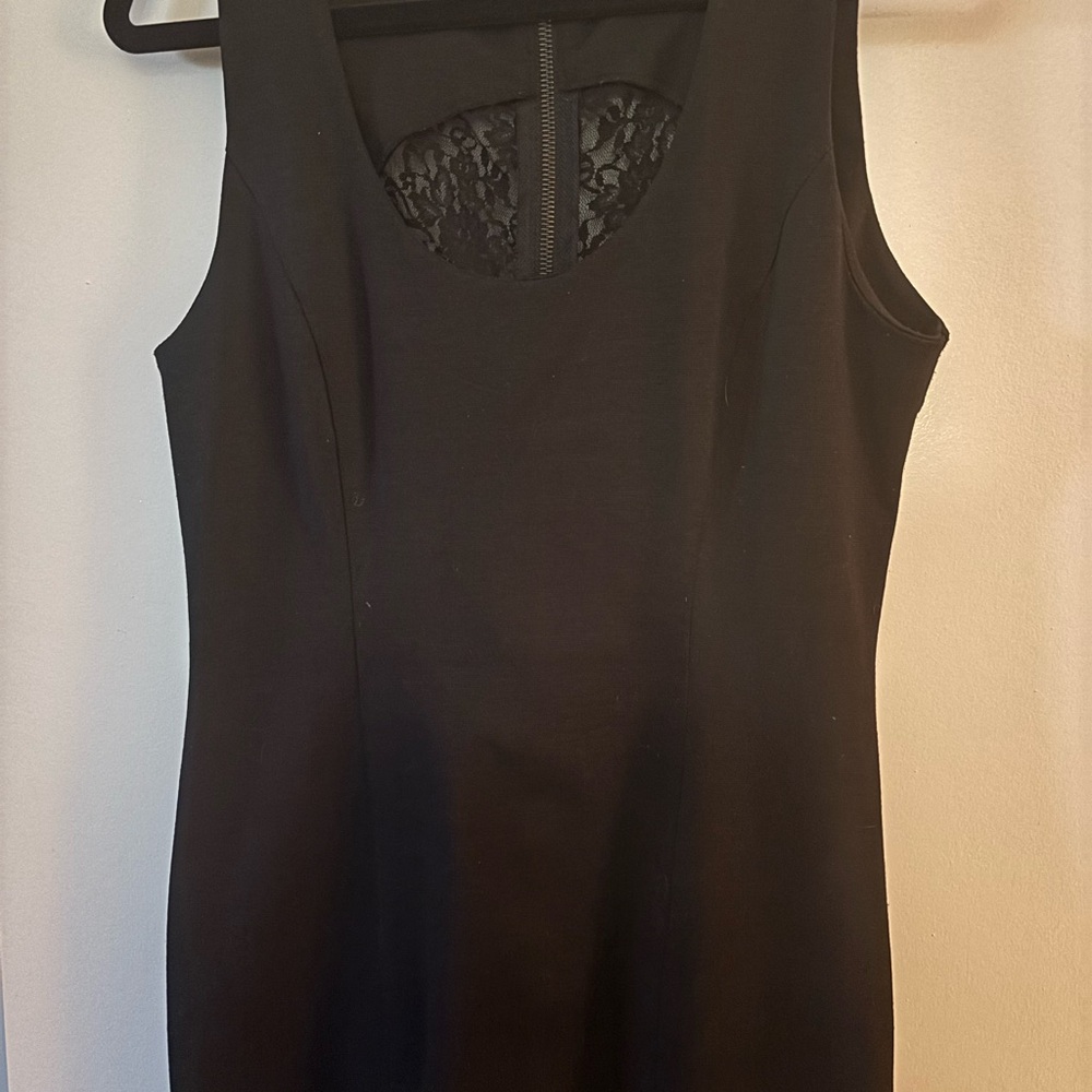 Forever 21 Black Midi Dress with Lace Detail